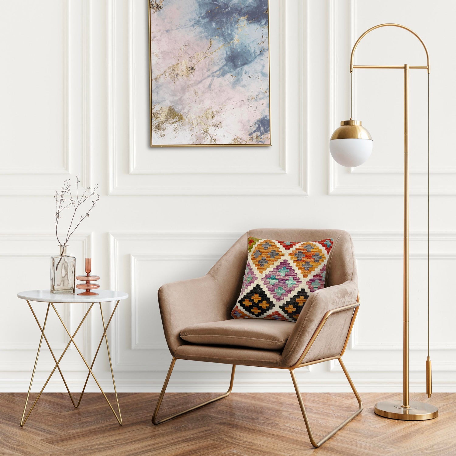 Square Size Kelim Cushion 1' 5" x 1' 5" ft / 43 x 44 cm - No. 38480