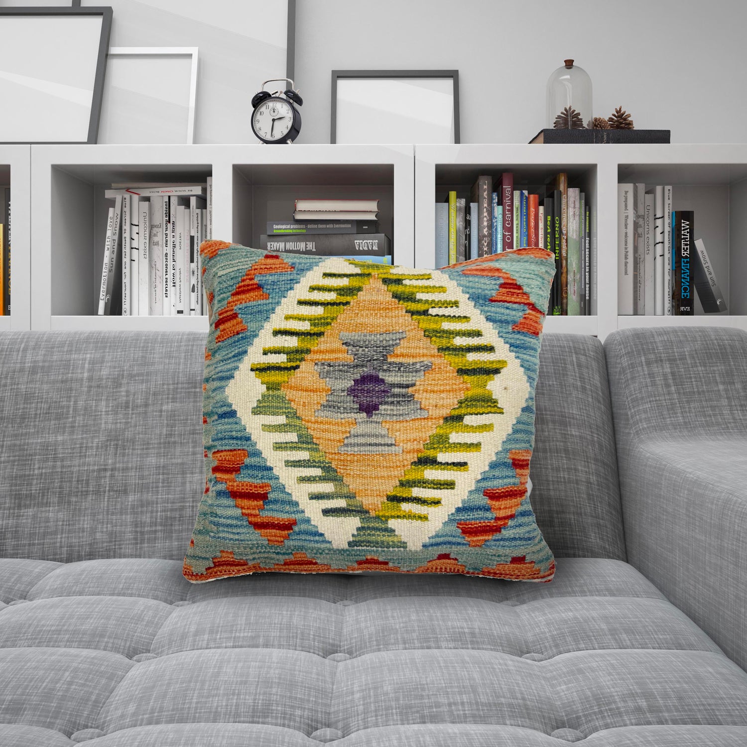 Kilim Cushion Cover 1' 6" x 1' 6" ft / 45 x 45 cm - No. 38483