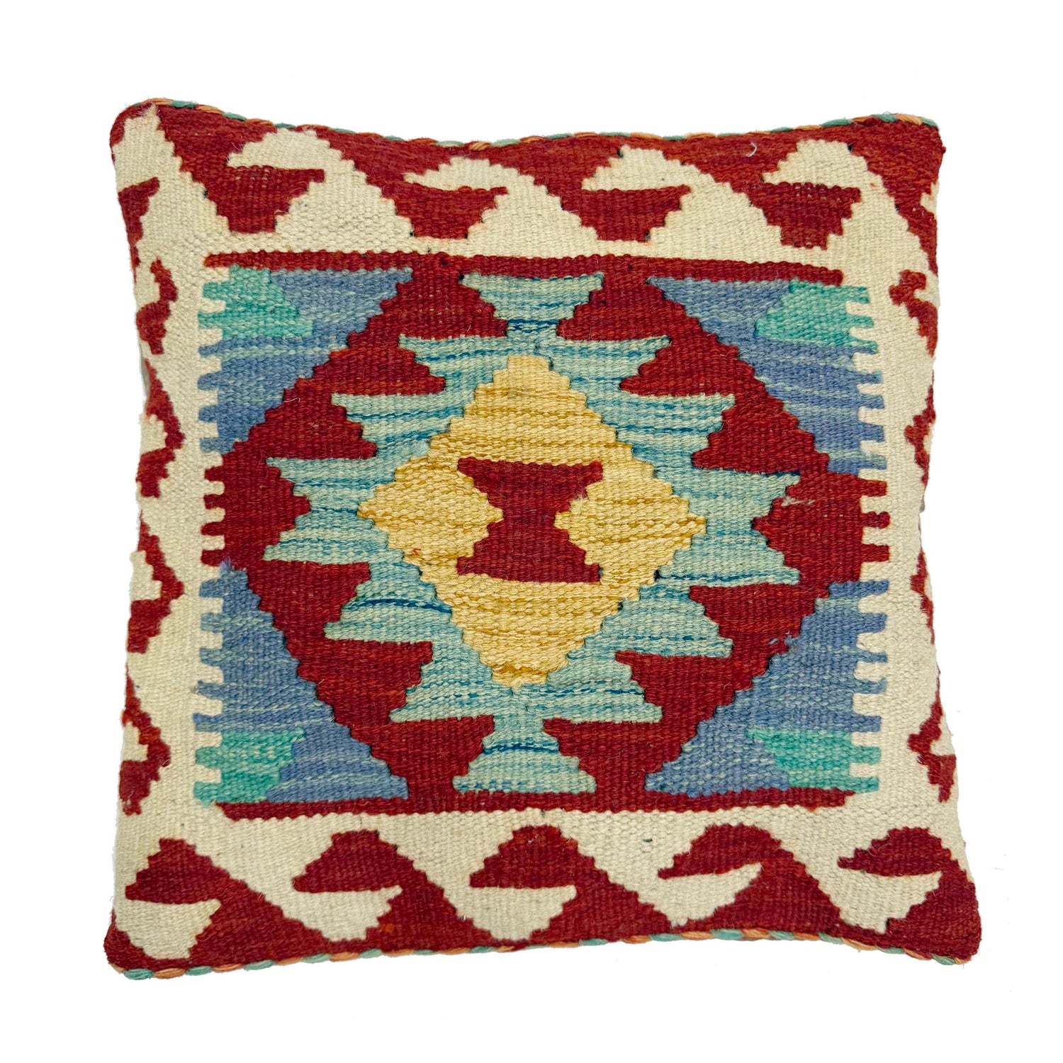 Square Size Kelim Cushion 1' 6" x 1' 5" ft / 45 x 44 cm - No. 38490