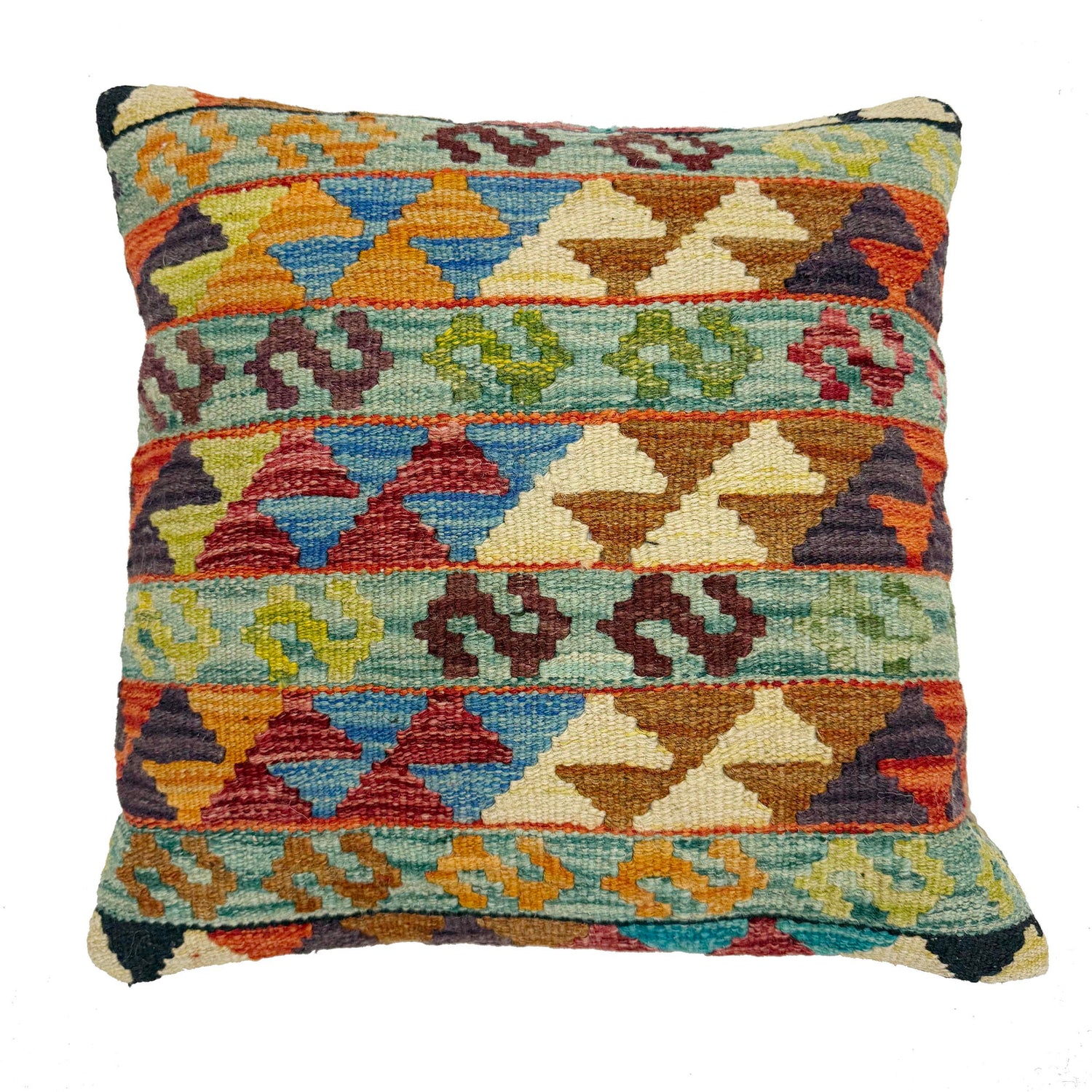 Afghan Kilim Cushion 1' 5" x 1' 5" ft / 44 x 44 cm - No. 38500