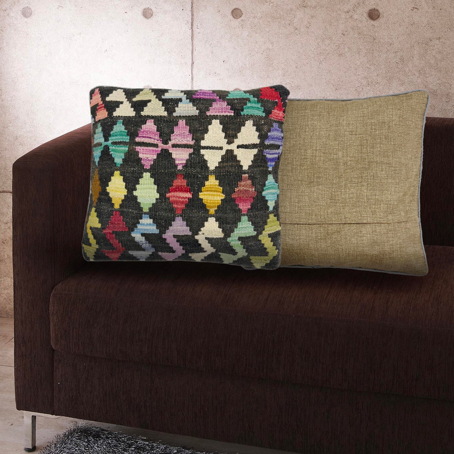Turkish Design Kilim Cushion 1' 5" x 1' 5" ft / 43 x 43 cm - No. 38503