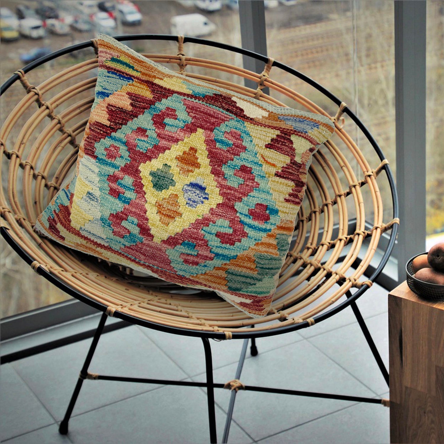Kilim Cushion Cover 1' 4" x 1' 6" ft / 41 x 45 cm - No. 38511