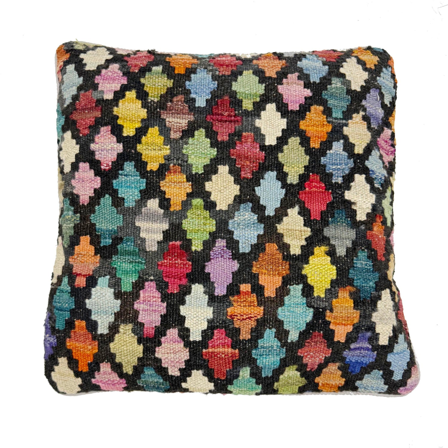 Square Size Kelim Cushion 1' 5" x 1' 4" ft / 42 x 41 cm - No. 38517