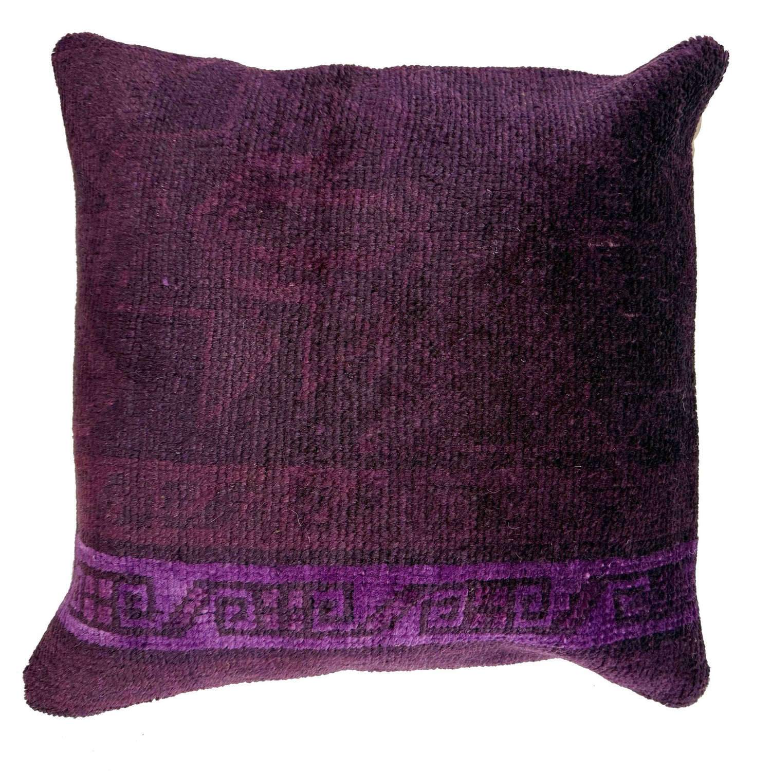Handmade Overdyed Carpet Cushion 1' 5" x 1' 5" ft / 44 x 42 cm - No. 38518
