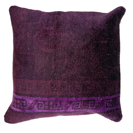 Handmade Overdyed Carpet Cushion 1' 5" x 1' 5" ft / 44 x 42 cm - No. 38518