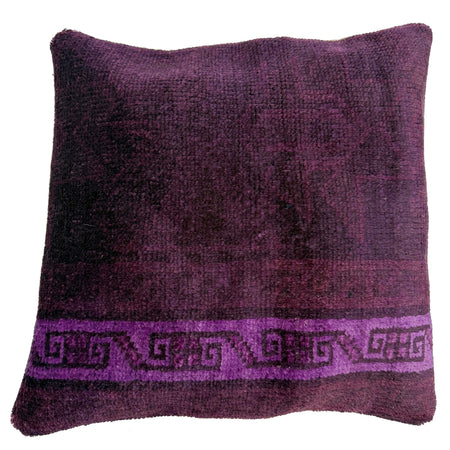 Handmade Overdyed Carpet Cushion Cover 1' 5" x 1' 5" ft / 43 x 43 cm - No. 38519