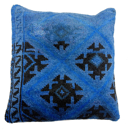 Hand Knotted Overdyed Carpet Cushion 1' 5" x 1' 4" ft / 43 x 41 cm - No. 38521