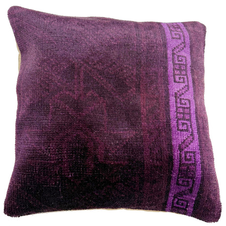 Handmade Overdyed Carpet Cushion Cover 1' 5" x 1' 5" ft / 43 x 43 cm - No. 38522