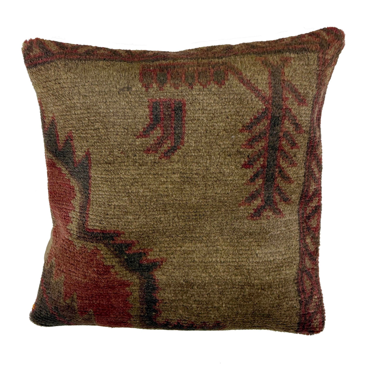 Handmade Overdyed Carpet Cushion Cover 1' 5" x 1' 5" ft / 42 x 42 cm - No. 38523