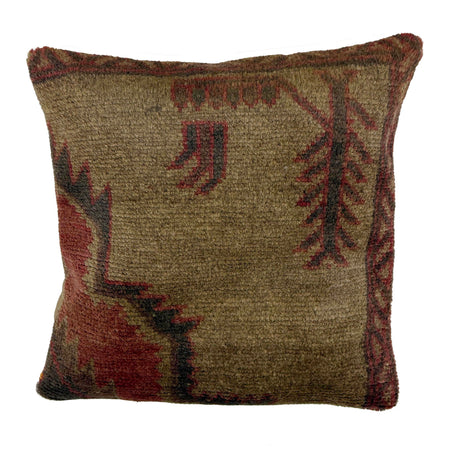 Handmade Overdyed Carpet Cushion Cover 1' 5" x 1' 5" ft / 42 x 42 cm - No. 38523