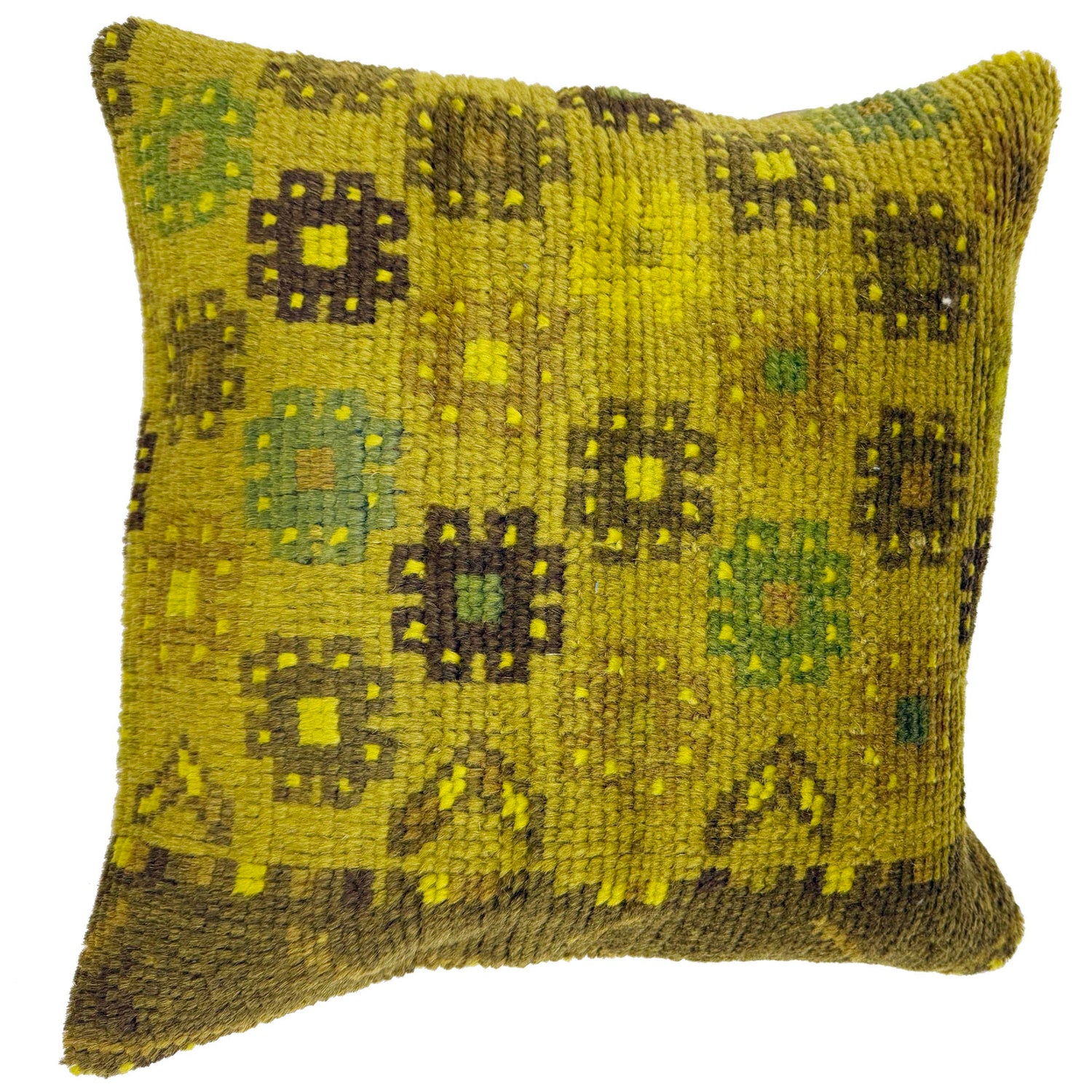 Handmade Overdyed Carpet Cushion Cover 1' 5" x 1' 6" ft / 44 x 46 cm - No. 38532