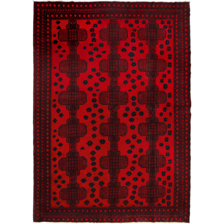 Deep Red Color Baluchi Carpet 6' 10" x 9' 4" ft / 209 x 285 cm - No. 3939