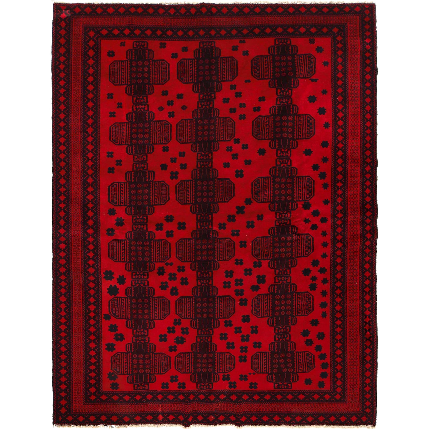 Deep Red Color Baluchi Carpet 6' 8" x 9' 7" ft / 202 x 292 cm - No. 3940