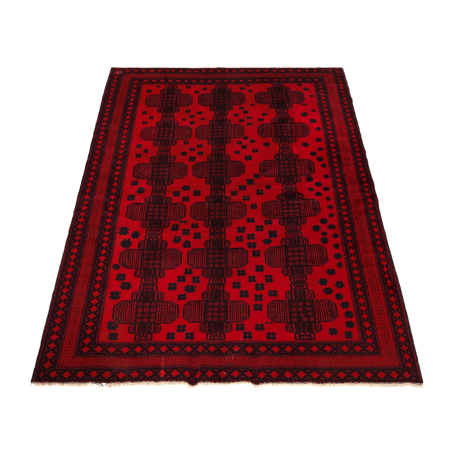 Deep Red Color Baluchi Carpet 6' 8" x 9' 7" ft / 202 x 292 cm - No. 3940