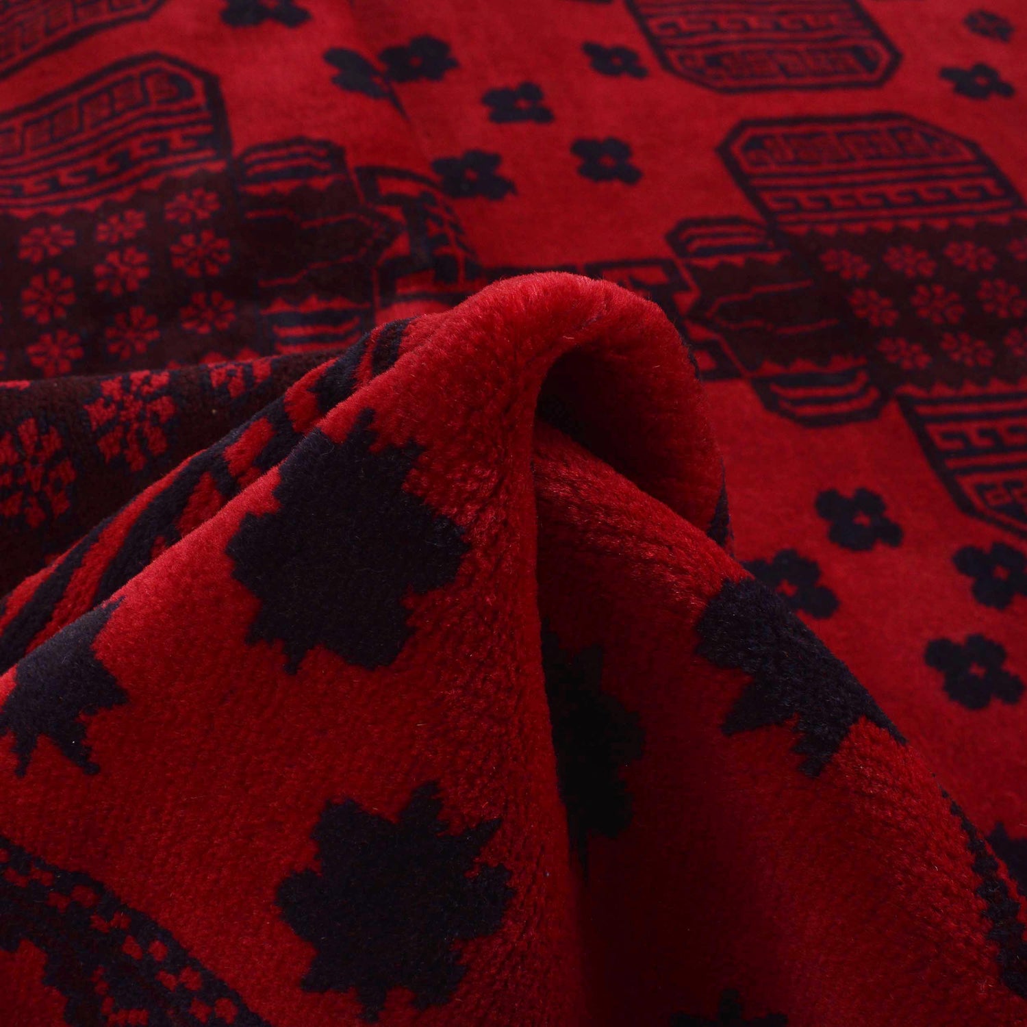 Deep Red Color Baluchi Carpet 6' 8" x 9' 7" ft / 202 x 292 cm - No. 3940