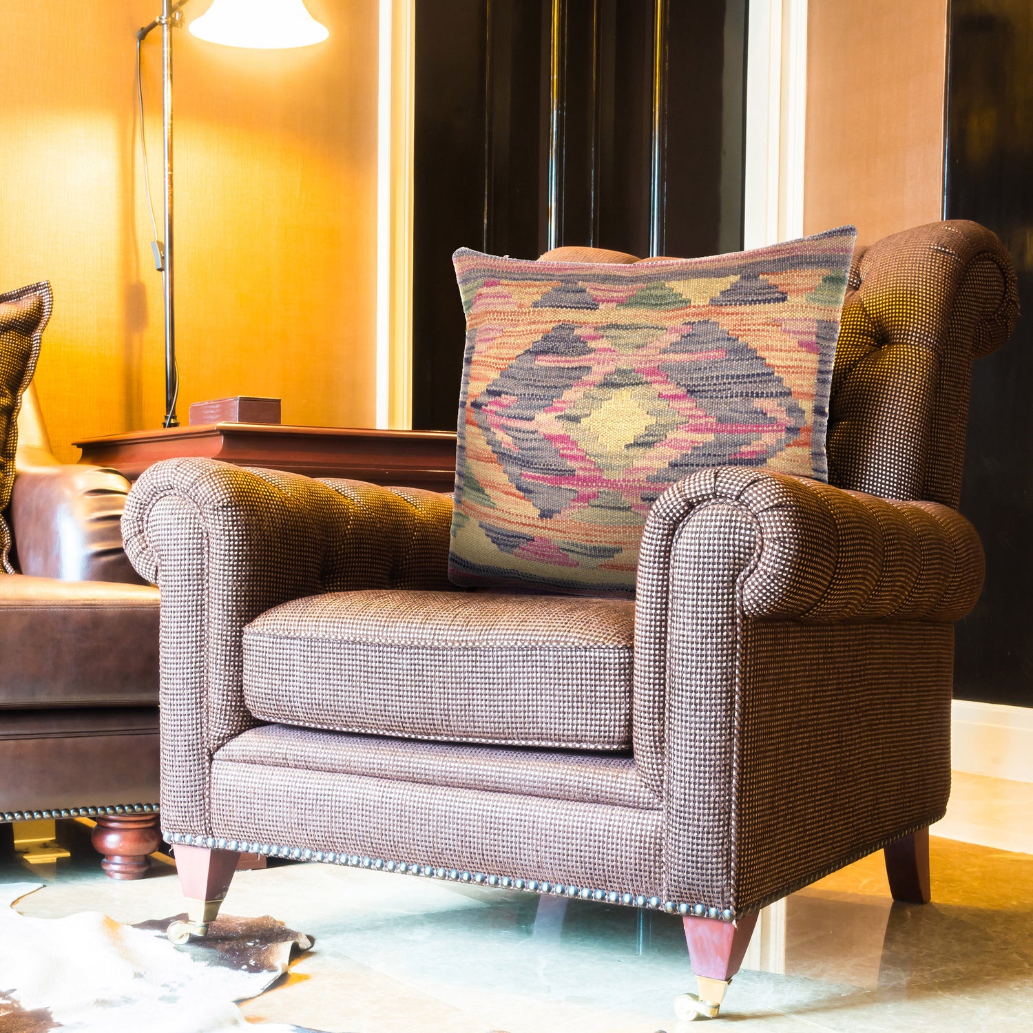 Turkish Style Kelim Cushion 1' 4" x 1' 1" ft / 40 x 32 cm - No. 46a