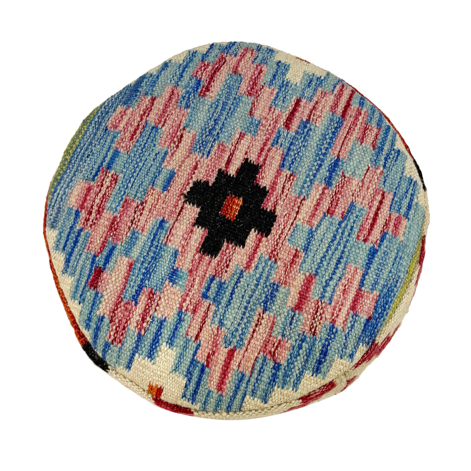 Handmade Kilim Ottoman Footstool 1' 2" x 1' 5" ft / 35 x 43 cm - No. AL4