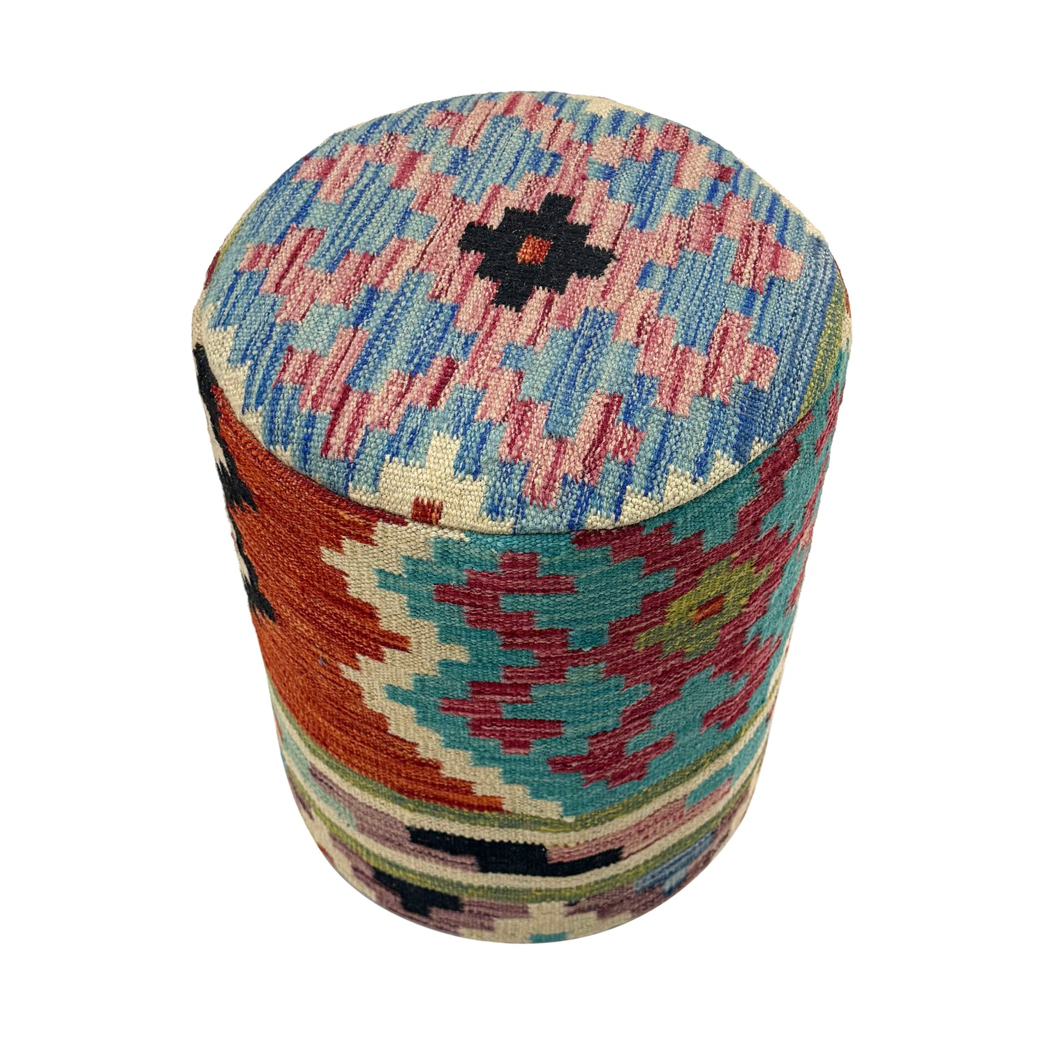 Handmade Kilim Ottoman Footstool 1' 2" x 1' 5" ft / 35 x 43 cm - No. AL4