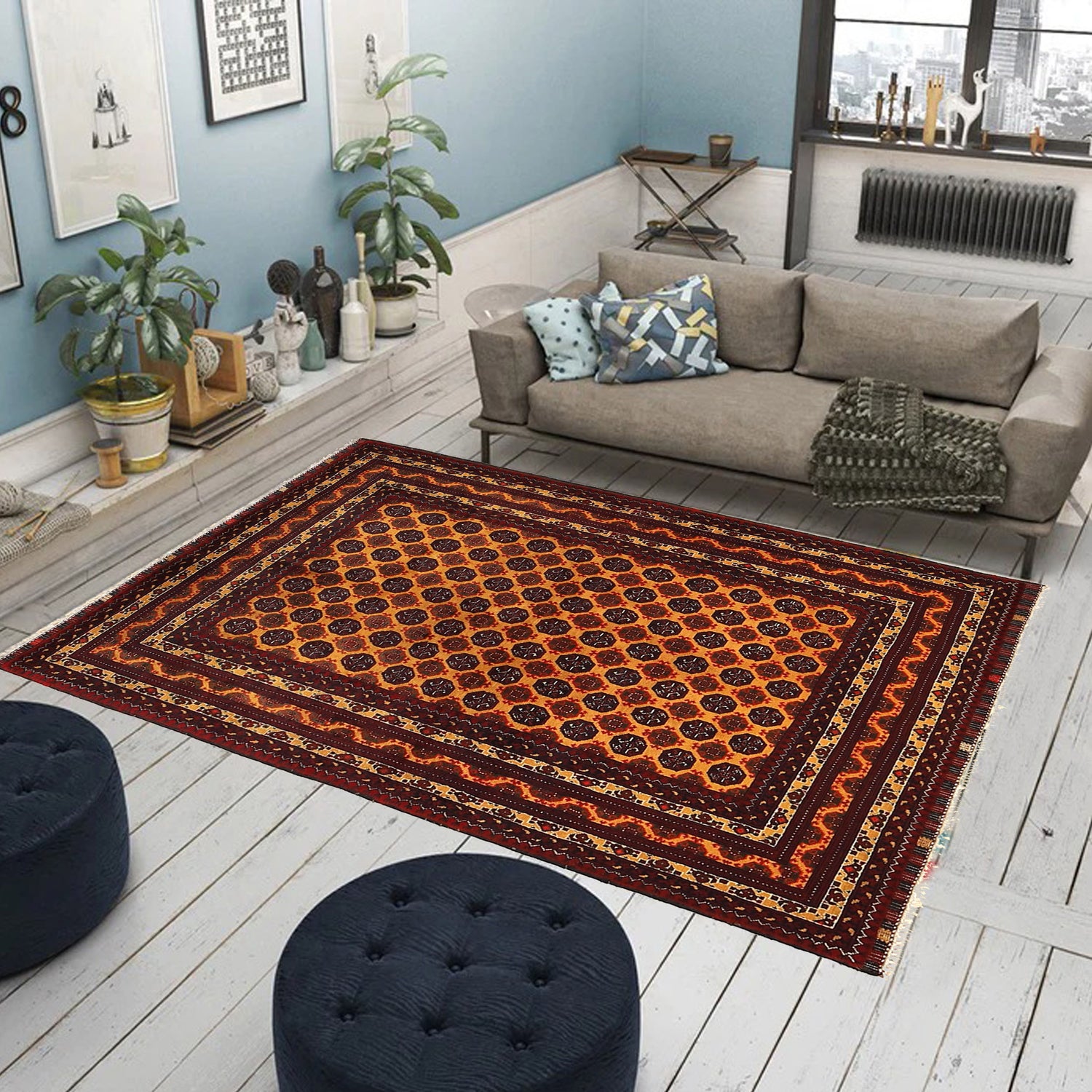 Oriental Handmade Khoja Roshnai Rug 3' 3" x 4' 11" ft / 100 x 149 cm - No. 5003