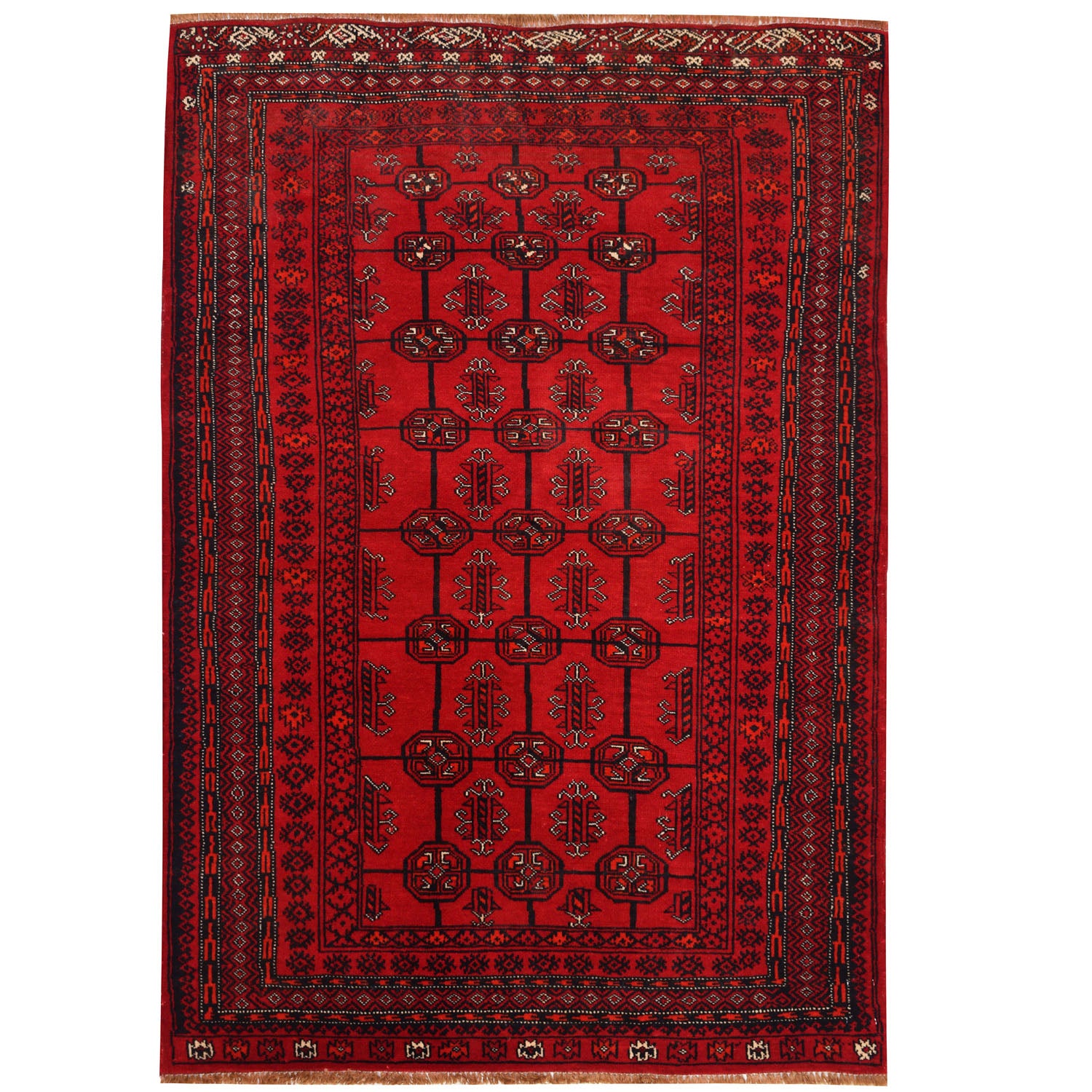 Hand Knotted Bokhara Carpet 3' 7" x 5' 1" ft / 110 x 155 cm - No. 5005