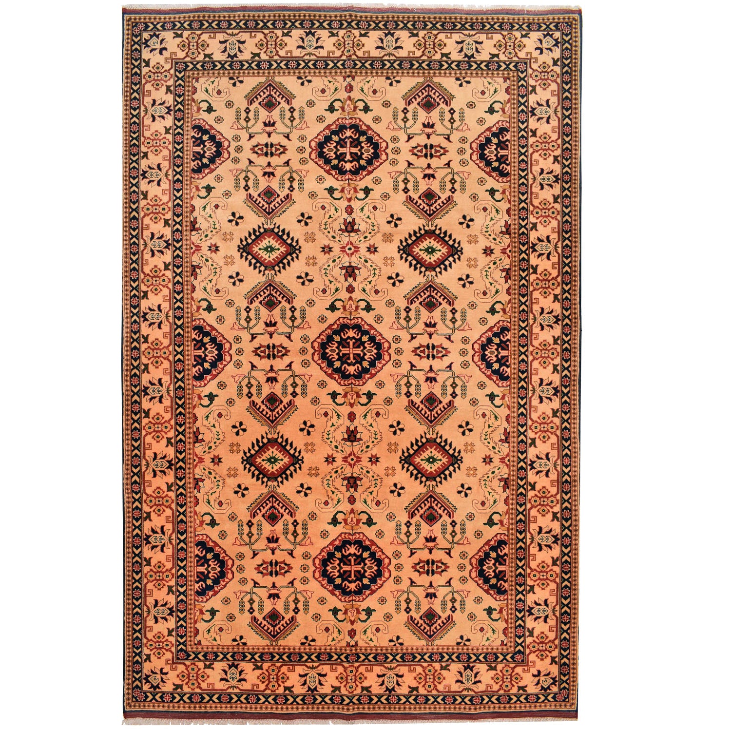 Handmade Oriental Area Rug 6' 7" x 10' 0" ft / 201 x 306 cm - No. 5014