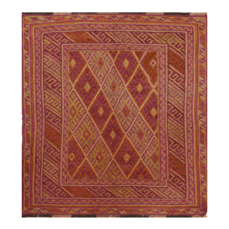 Small Square Mashwani Rug 3' 8" x 3' 11" ft / 120 x 112 cm - No. 5188