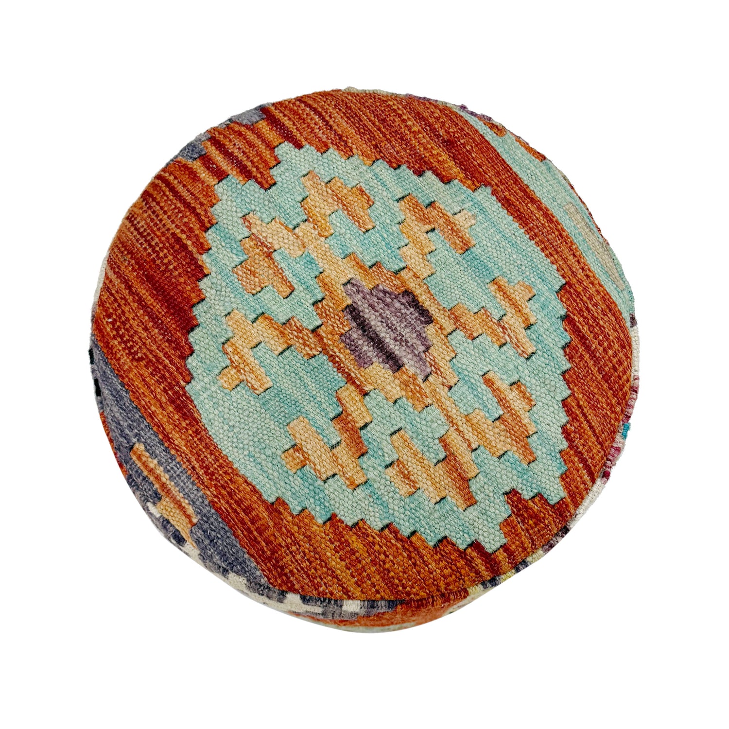 Kilim Ottoman Stool for Living Room 1' 2" x 1' 5" ft / 35 x 43 cm - No. AL5