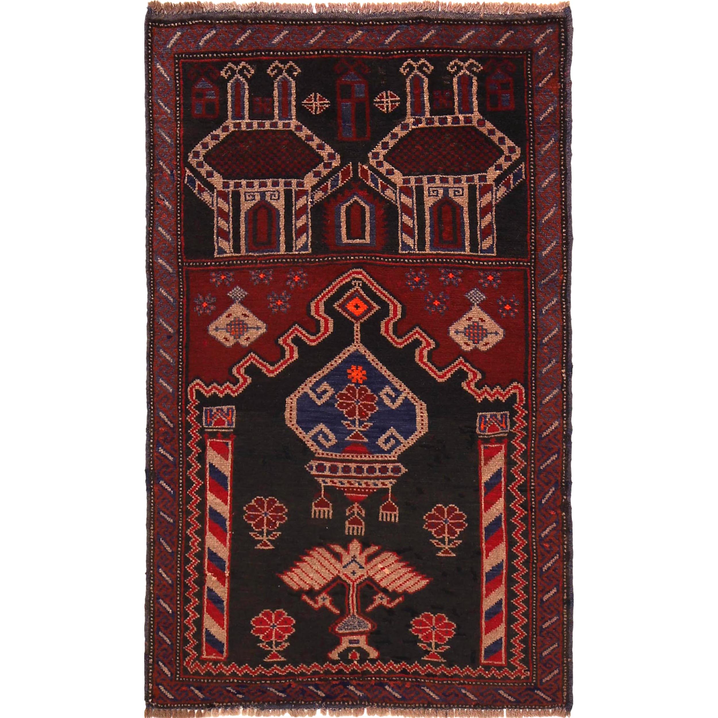 Handmade Prayer Rug 2' 8" x 4' 6" ft / 81 x 136 cm - 6257