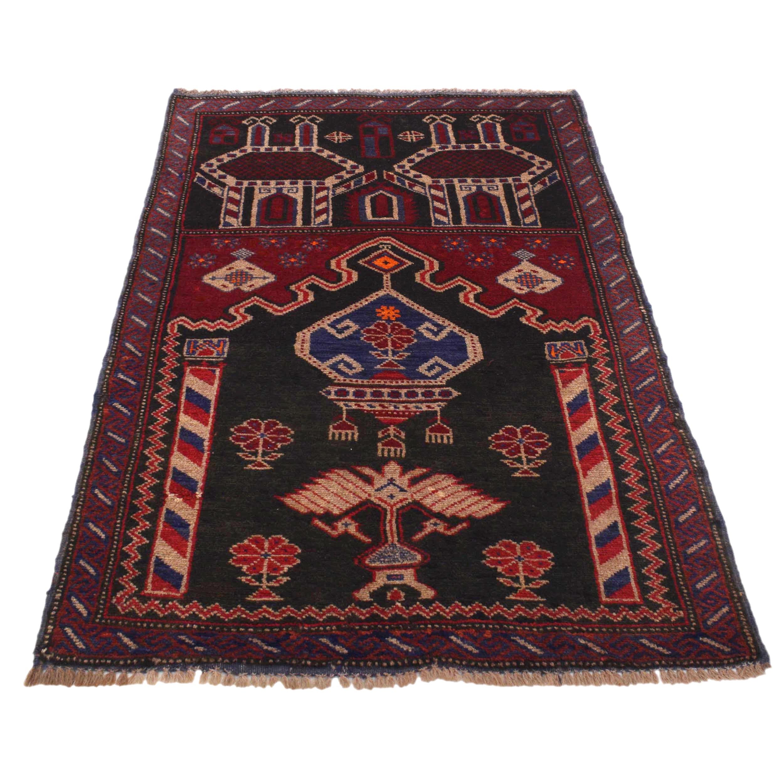 Handmade Prayer Rug 2' 8" x 4' 6" ft / 81 x 136 cm - 6257