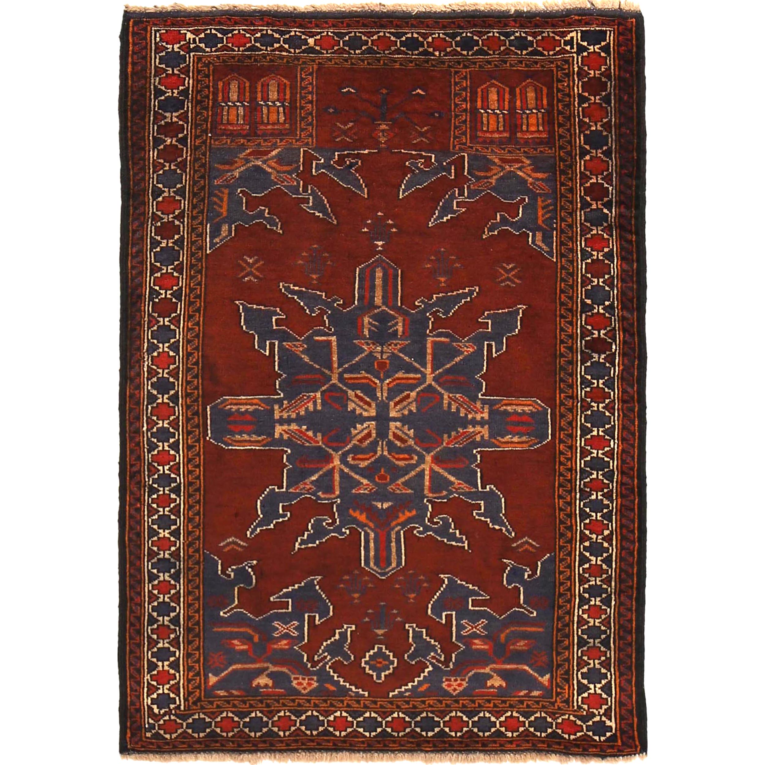 Muslim Prayer Rug 2' 8" x 3' 9" ft / 82 x 115 cm - No. 6291