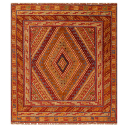 Hand Knotted Mashwani Area Rug 3' 10" x 4' 1" ft / 117 x 125 cm - No. 6475