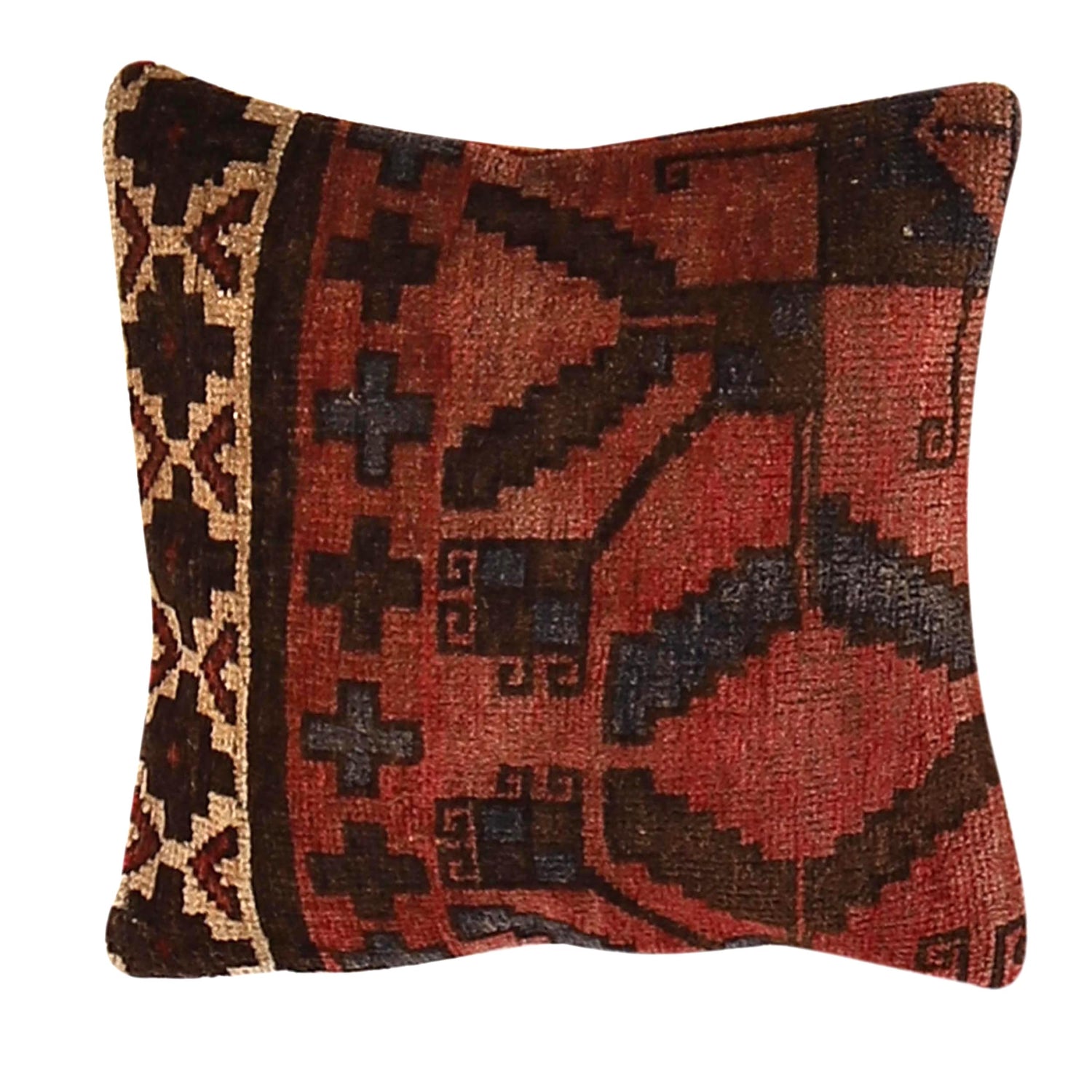 Handmade Carpet Cushion Cover 1' 3" x 1' 4" ft / 38 x 40 cm - No. 7153
