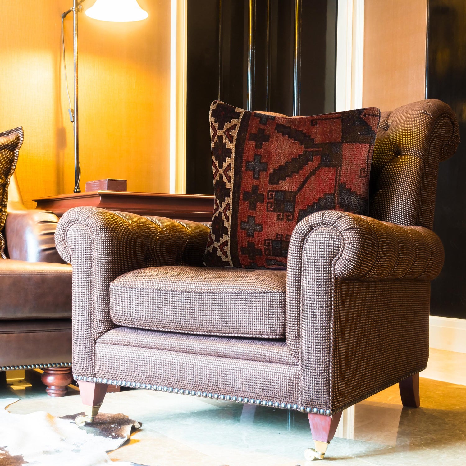 Handmade Carpet Cushion Cover 1' 3" x 1' 4" ft / 38 x 40 cm - No. 7153