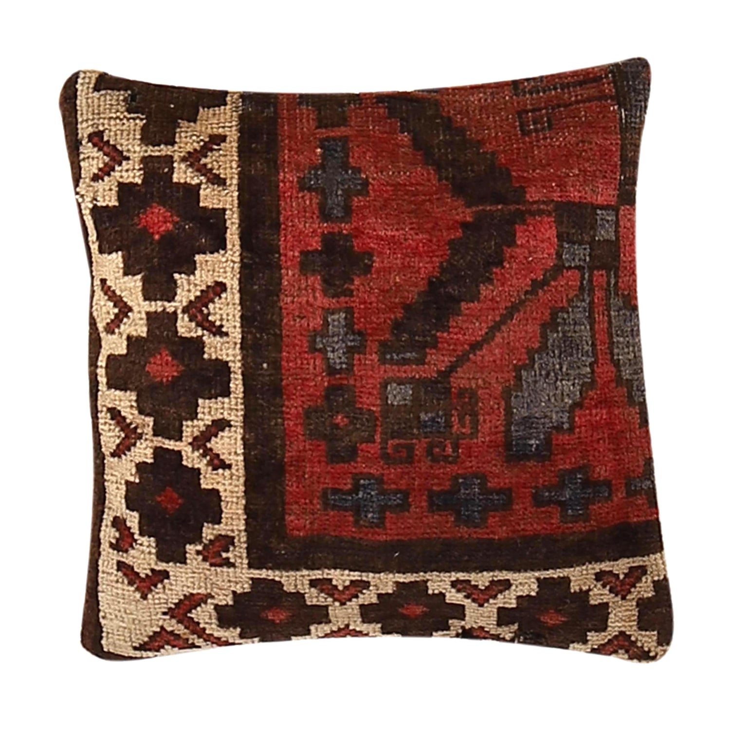 Handmade Carpet Cushion Cover 1' 4" x 1' 4" ft / 40 x 40 cm - No. 7156