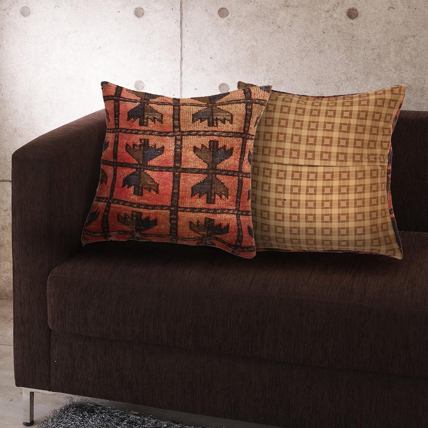 Hand Knotted Carpet Cushion 1' 8" x 1' 8" ft / 50 x 50 cm - No. 7266