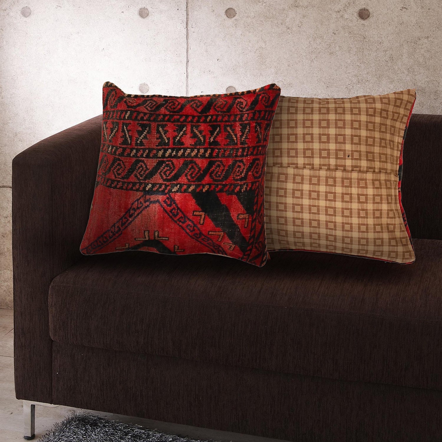 Handmade Carpet Cushion Cover 1' 7" x 1' 8" ft / 49 x 50 cm - No. 7279