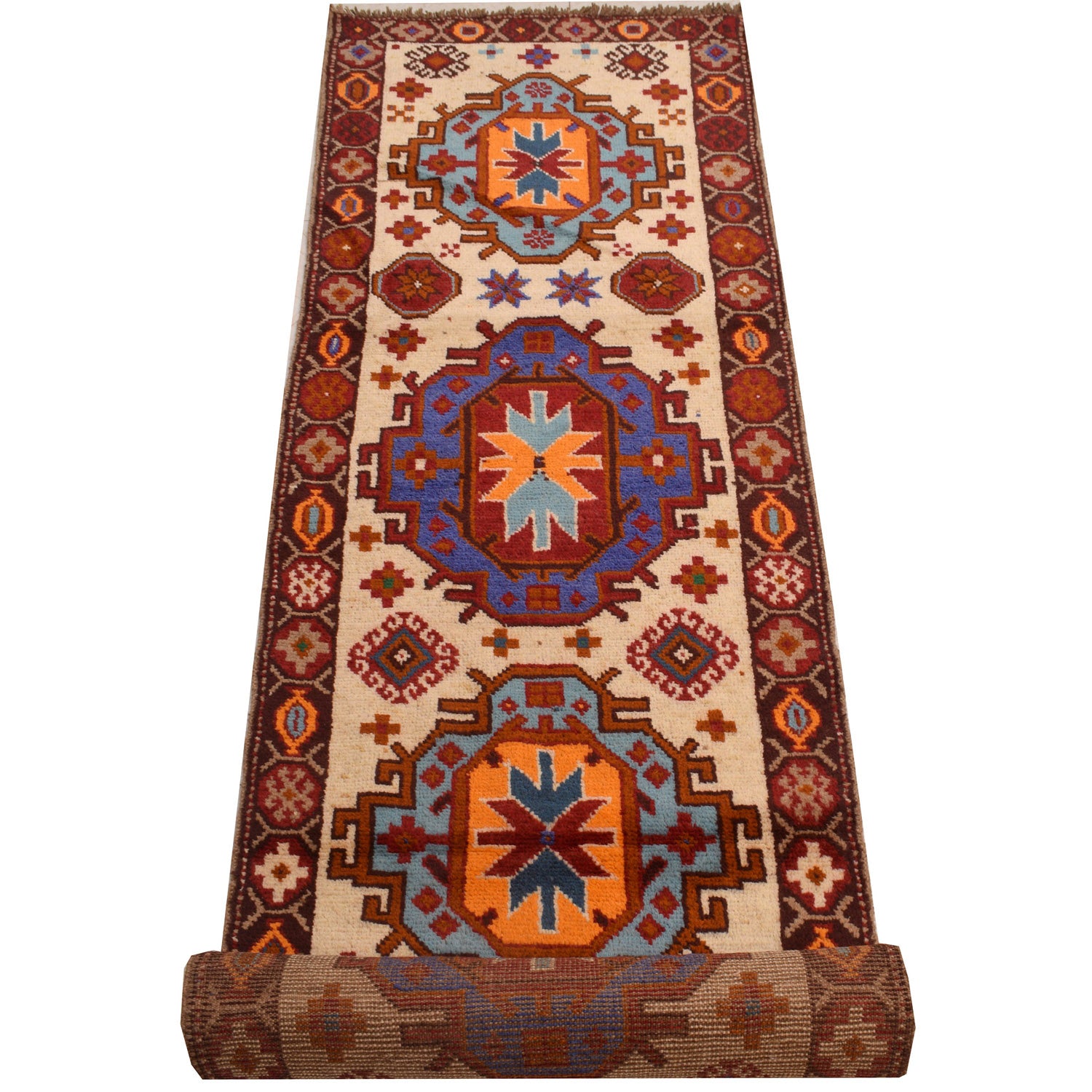 Hand-Knotted Afghan Baluchi Runner 2' 7" x 12' 8" ft / 80 x 385 cm - No. 7359