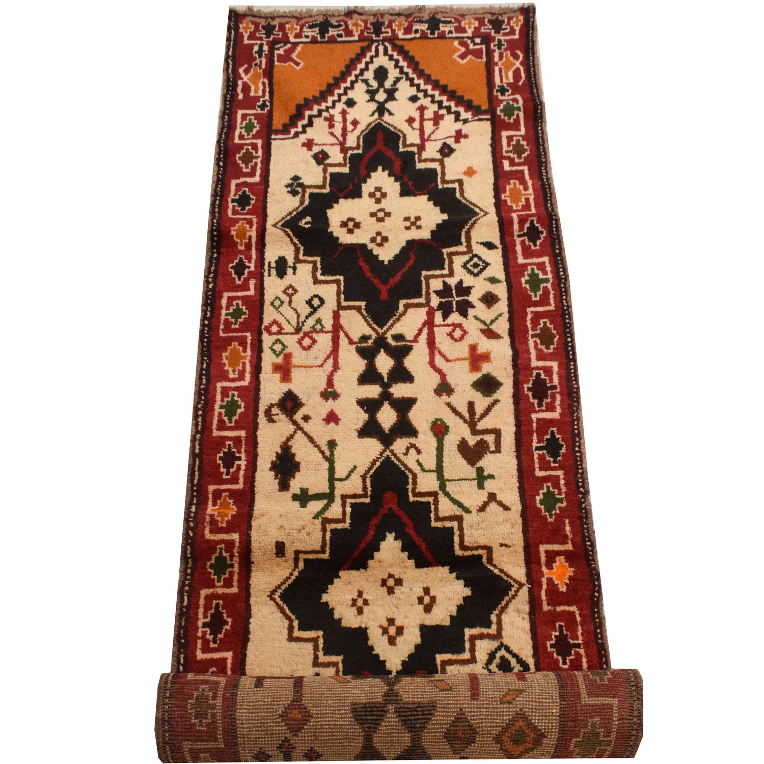 Hand-Knotted Afghan Baluchi Runner 2' 9" x 12' 6" ft / 84 x 382 cm - No. 7360