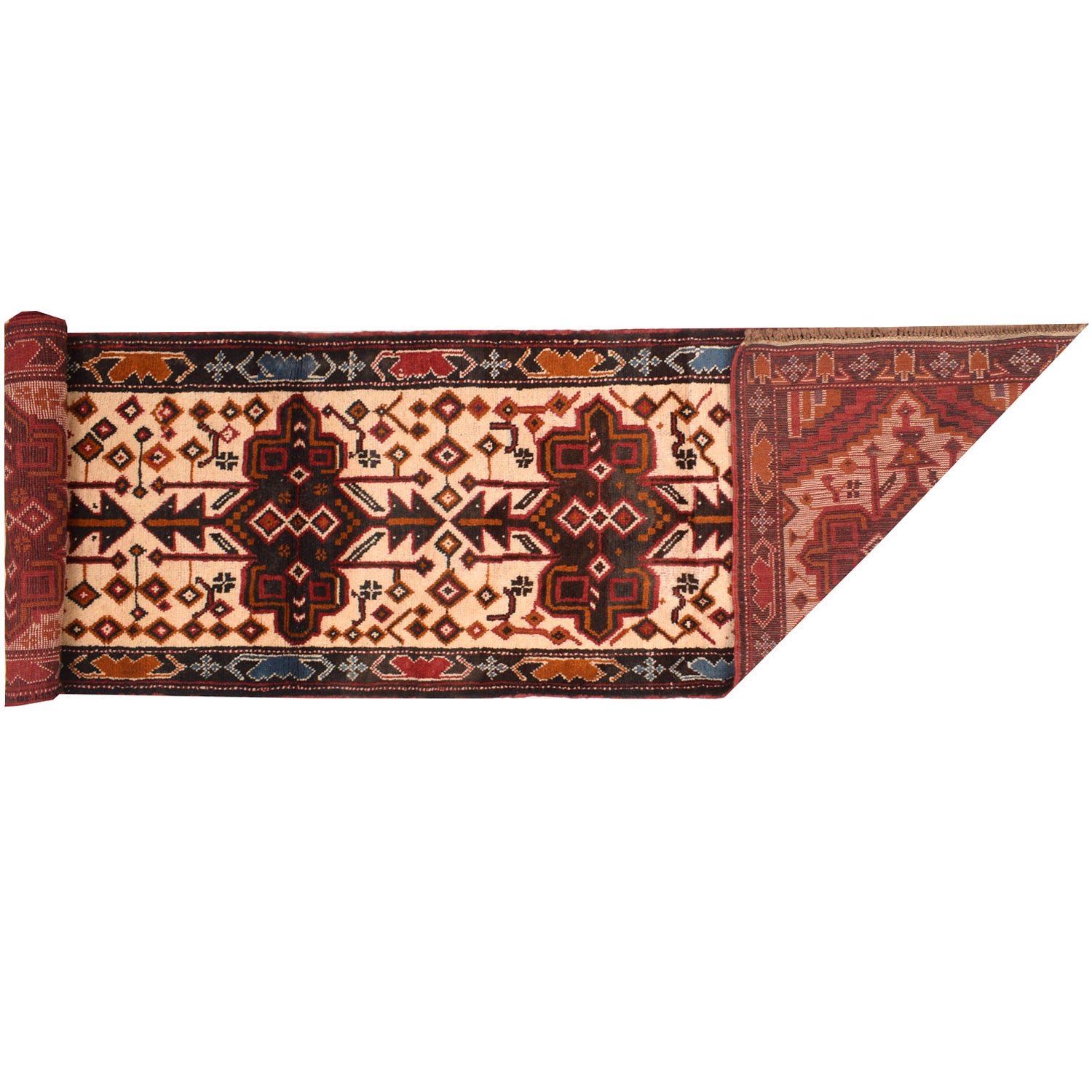 Hand-Knotted Afghan Baluchi Runner 2' 9" x 12' 4" ft / 85 x 375 cm - No. 7362