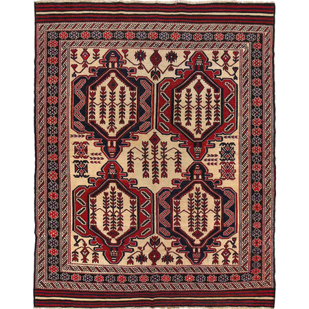 Handmade Flat Weave Kilim 6' 9" x 8' 10" ft / 206 x 270 cm - No. 7548