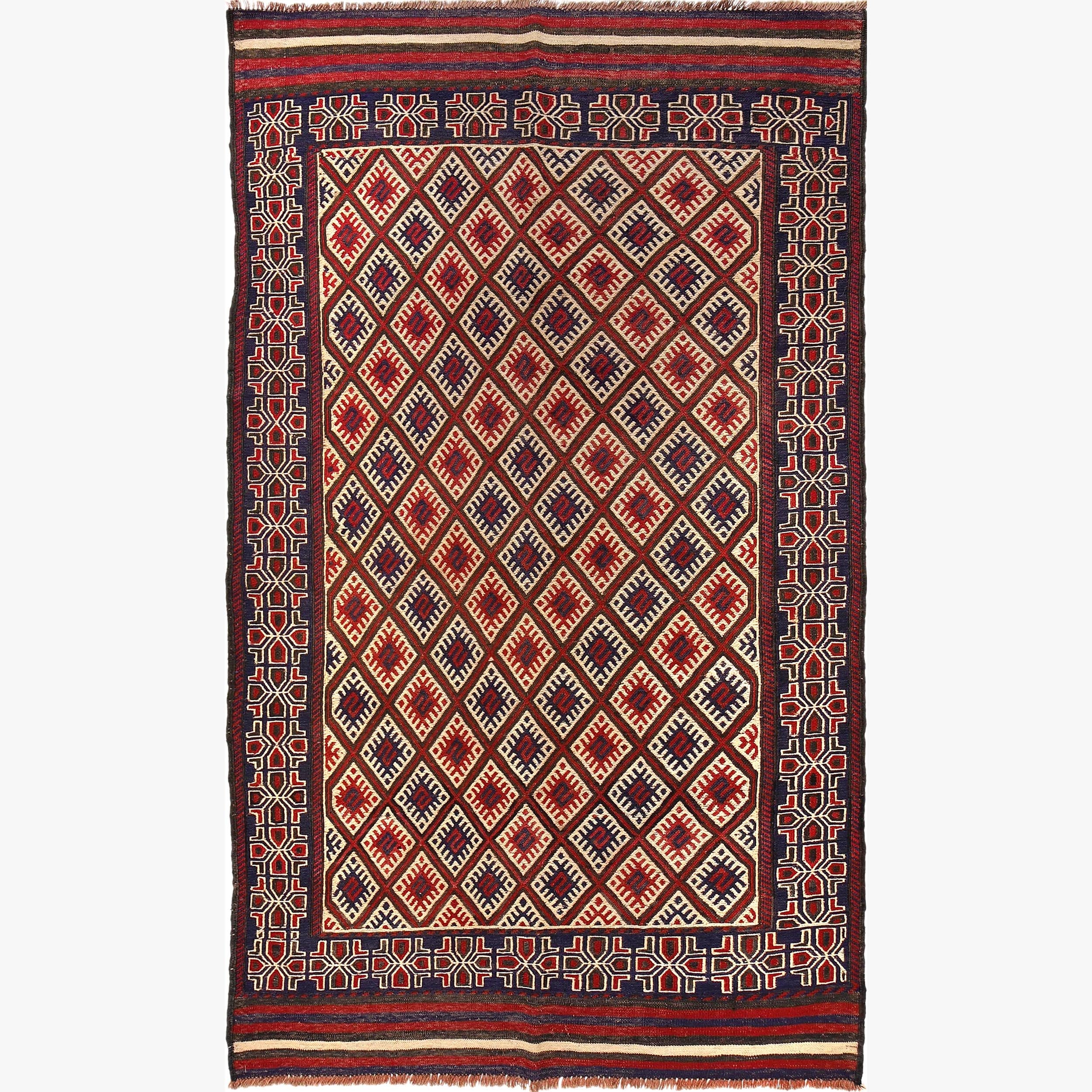 Handmade Flatweave Kilim 4' 4" x 7' 9" ft / 133 x 236 cm - No. 7666
