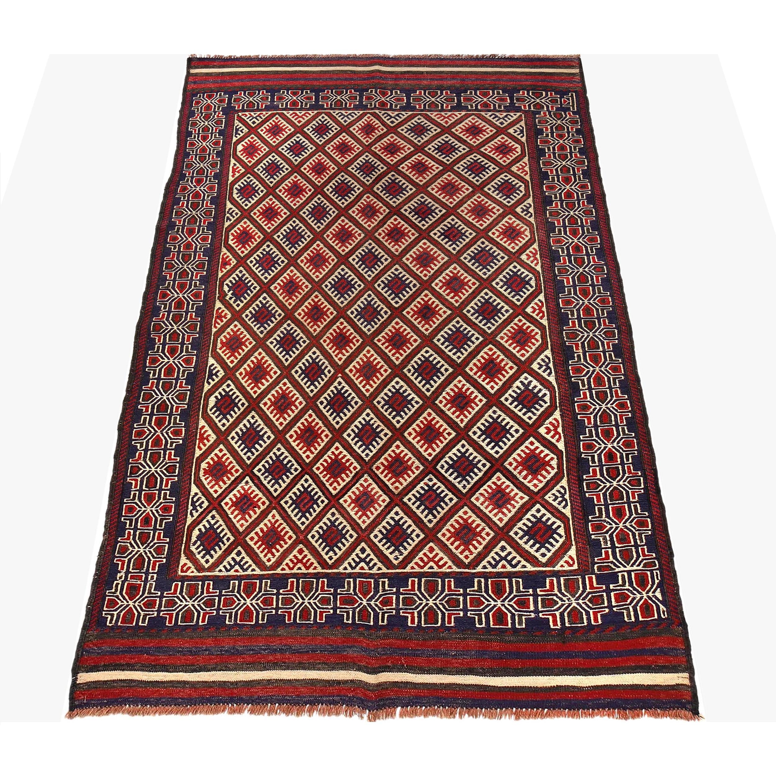 Handmade Flatweave Kilim 4' 4" x 7' 9" ft / 133 x 236 cm - No. 7666
