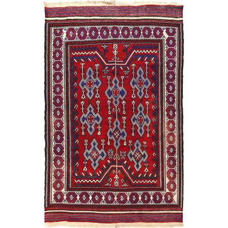 Handmade Flat Weave Kilim 5' 2" x 8' 3" ft / 158 x 252 cm - No. 7667