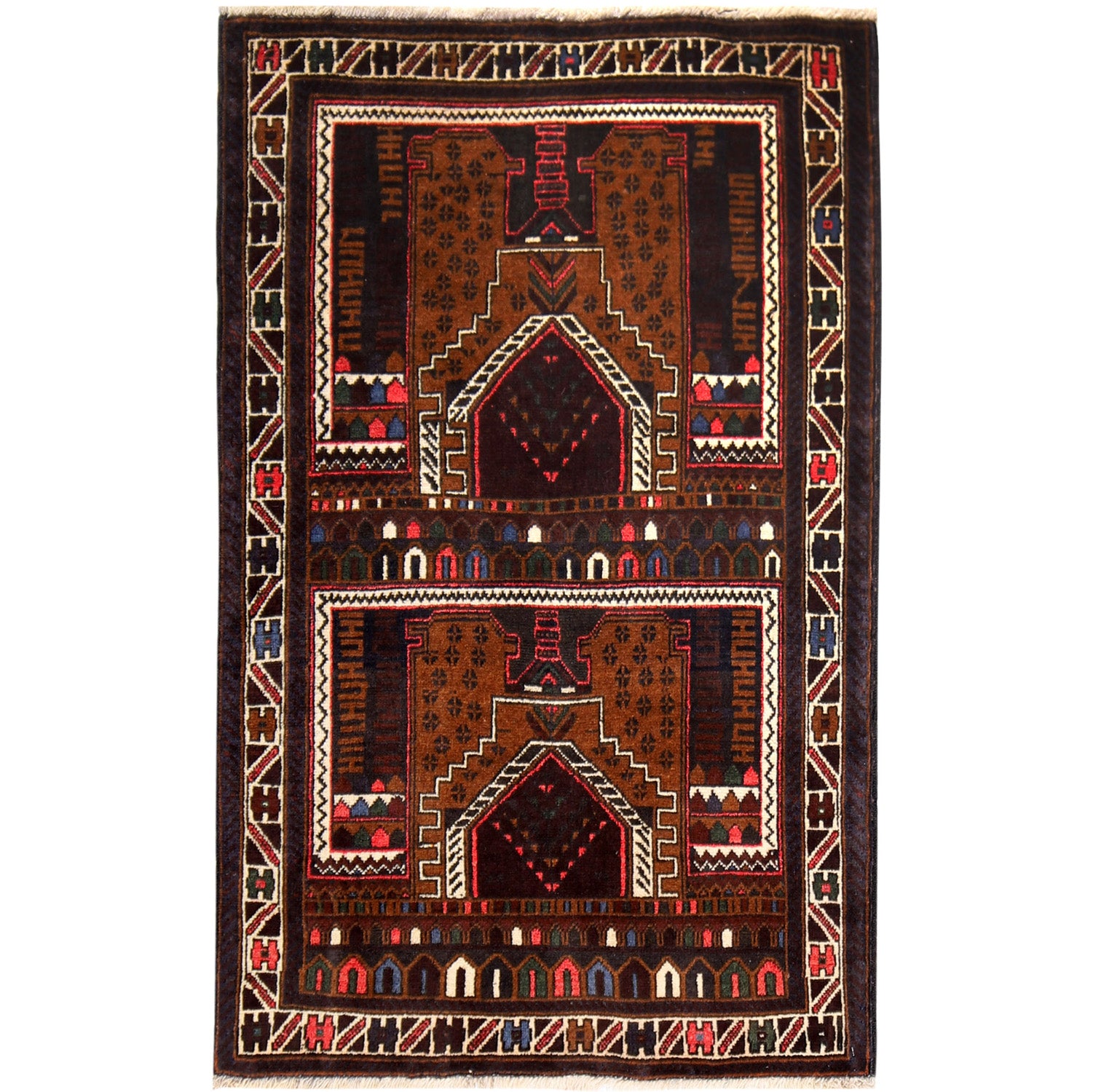 Muslim Prayer Rug 2' 9" x 4' 6" ft / 85 x 138 cm - 7898