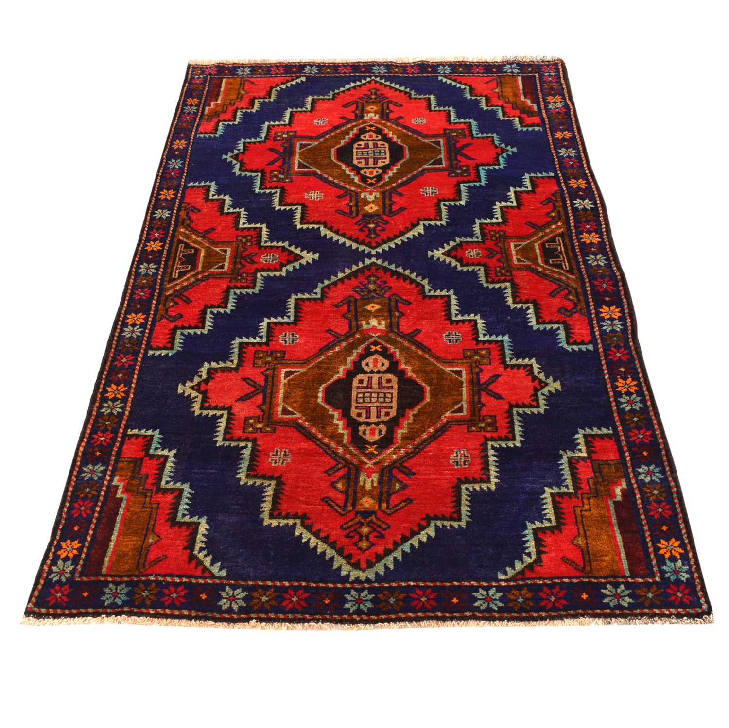 Traditional Baloch Rug 4' 1" x 6' 6" ft / 125 x 198 cm - No. 7974