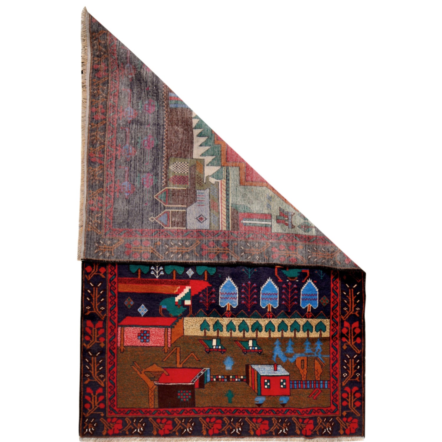 Handmade Picture Area Rug 3' 7" x 6' 0" ft / 109 x 183 cm - No. 7980