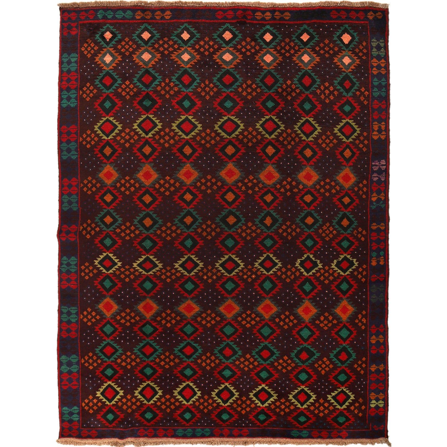 Hand Knotted Kohistani Area Rug 6' 0" x 8' 1" ft / 184 x 247 cm - No. 8912