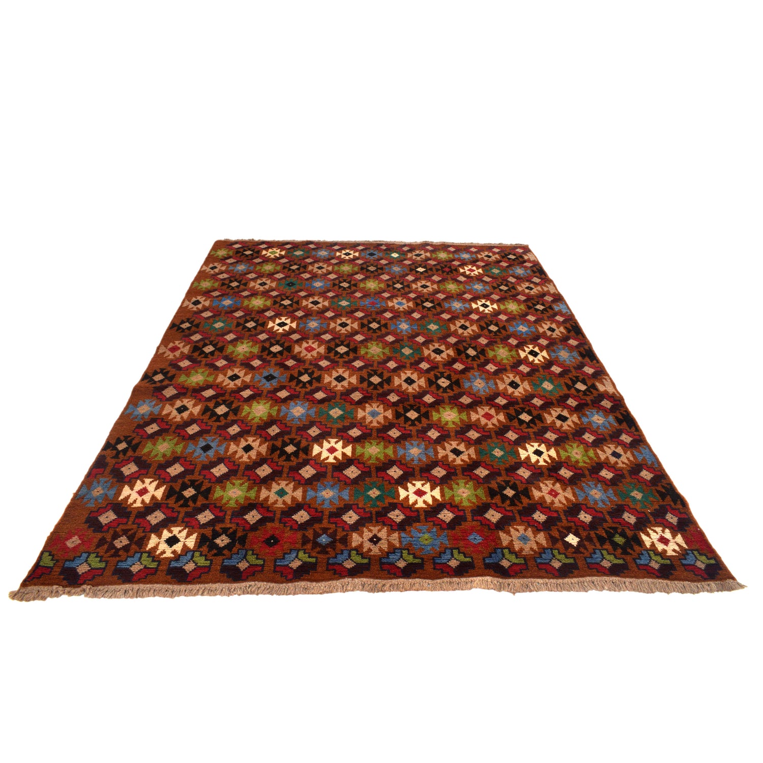 Hand Knotted Kohistani Area Rug 6' 0" x 7' 12" ft / 184 x 243 cm - No. 8915