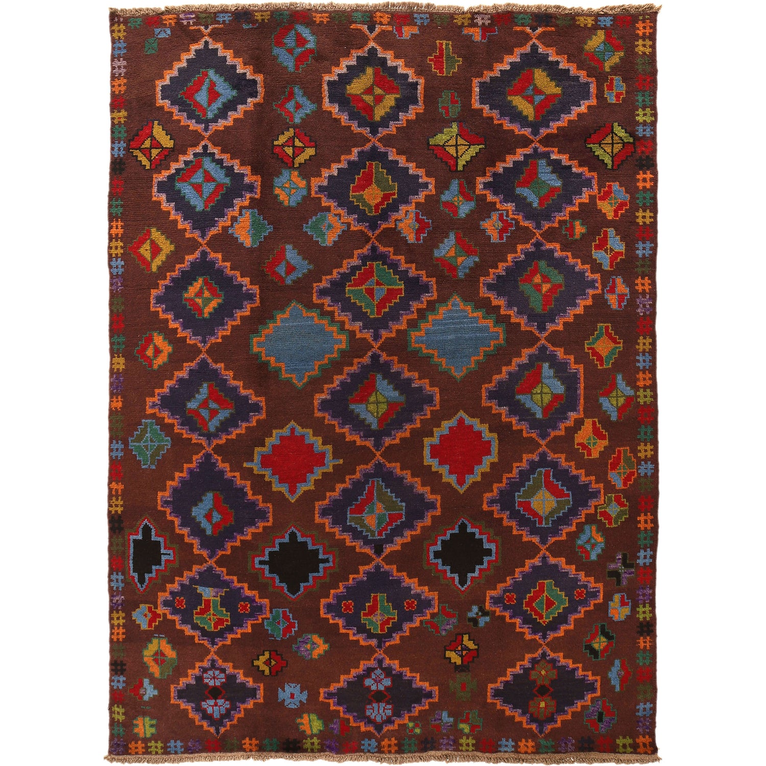 Hand Knotted Kohistani Area Rug 5' 9" x 7' 10" ft / 175 x 239 cm - No. 8925