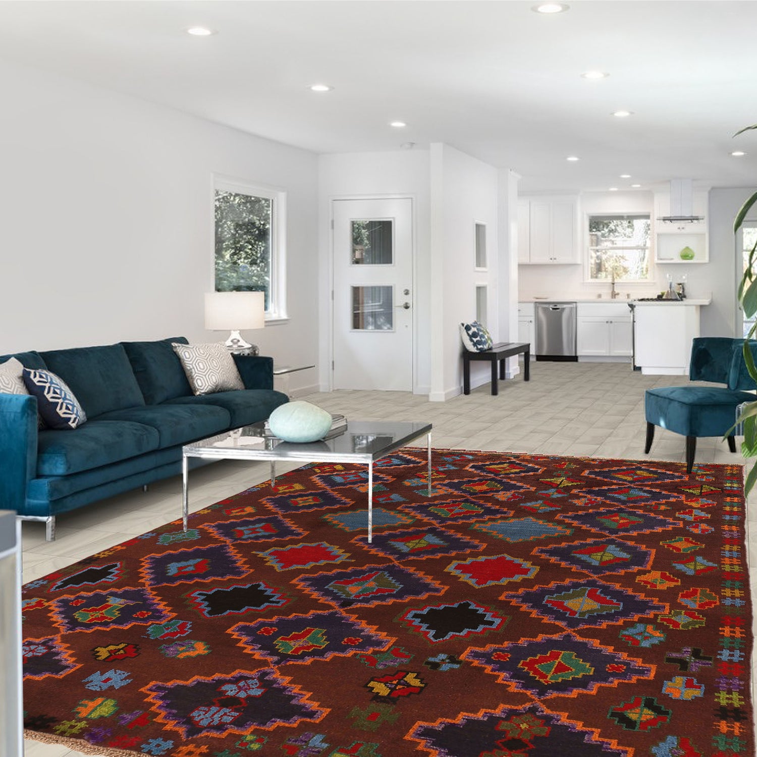 Hand Knotted Kohistani Area Rug 5' 9" x 7' 10" ft / 175 x 239 cm - No. 8925